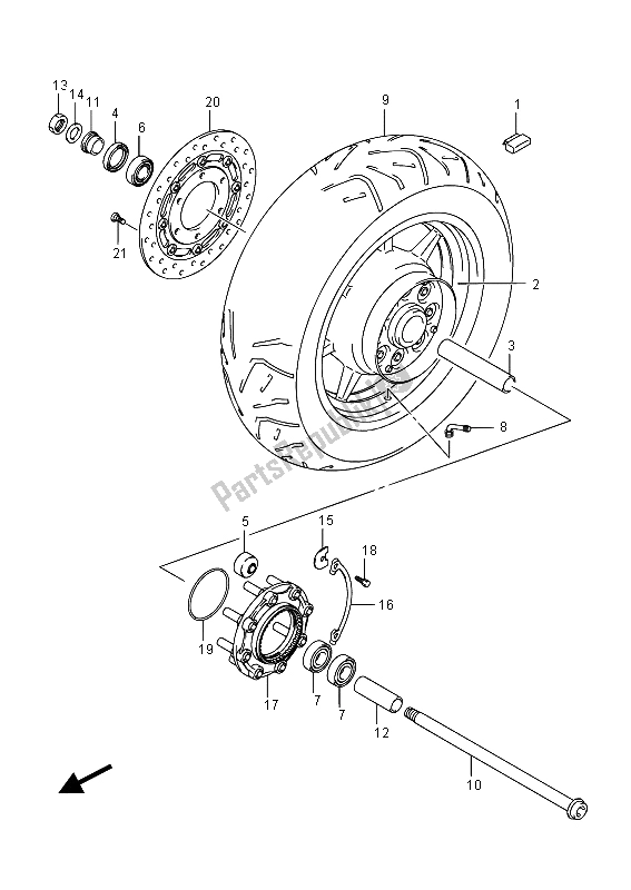 Tutte le parti per il Ruota Posteriore del Suzuki VL 1500T Intruder 2015