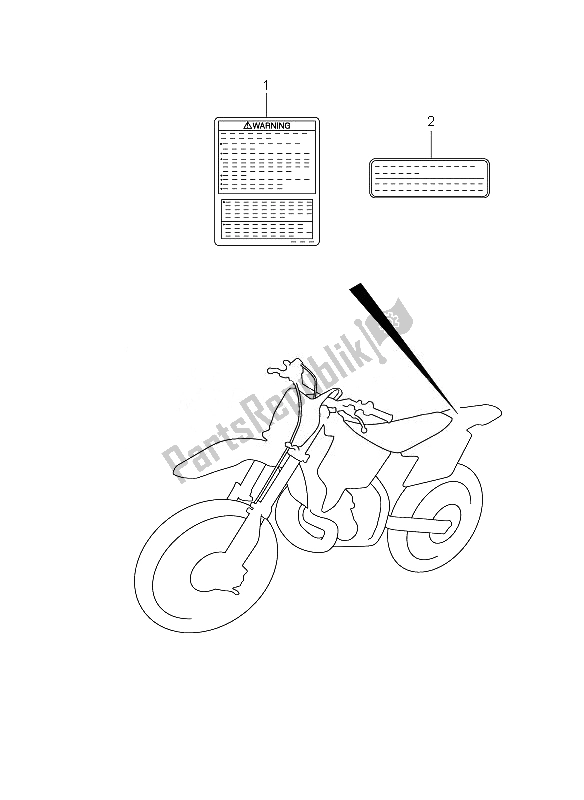 Alle onderdelen voor de Etiket van de Suzuki RM 250 2007