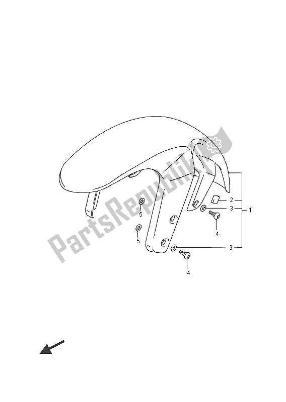 All parts for the Front Fender of the Suzuki VZ 800 Intruder 2016