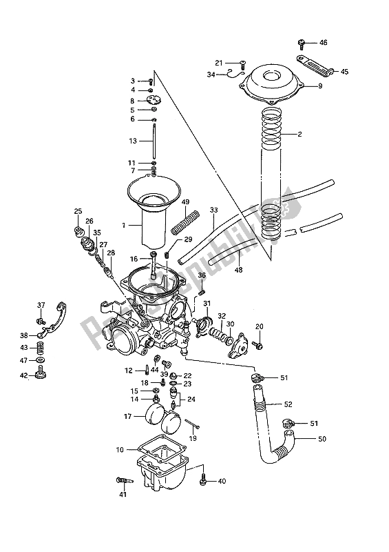 Todas las partes para Carburador (trasero) de Suzuki VS 1400 Glpf Intruder 1987