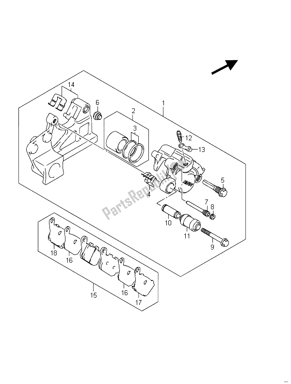 All parts for the Rear Caliper (gsf650sa) of the Suzuki GSF 650 Sasa Bandit 2011