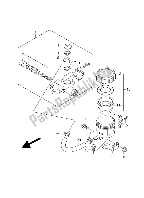 All parts for the Front Master Cylinder (sv650s-su) of the Suzuki SV 650 SA 2010