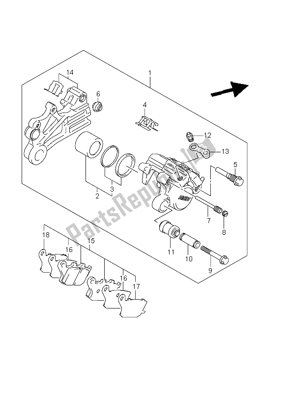 Tutte le parti per il Pinza Posteriore (dl650a E24) del Suzuki DL 650A V Strom 2011