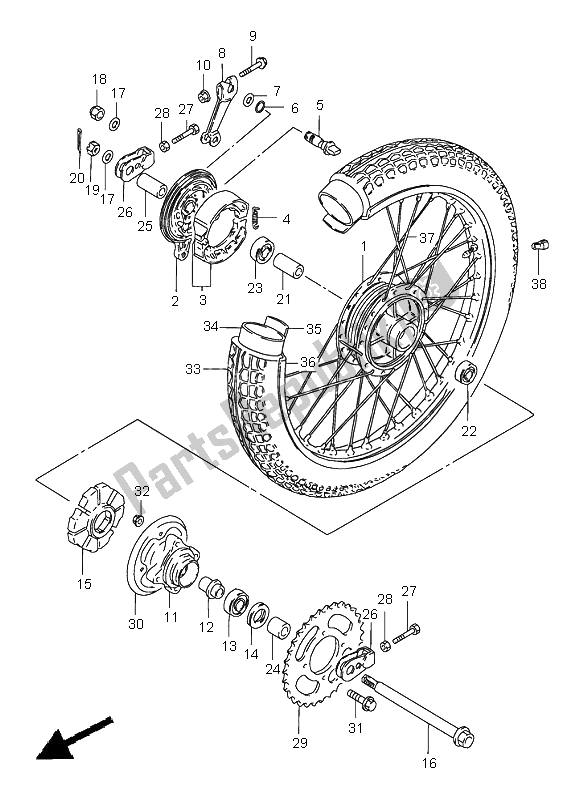 All parts for the Rear Wheel (gn250) of the Suzuki GN 250E 1999