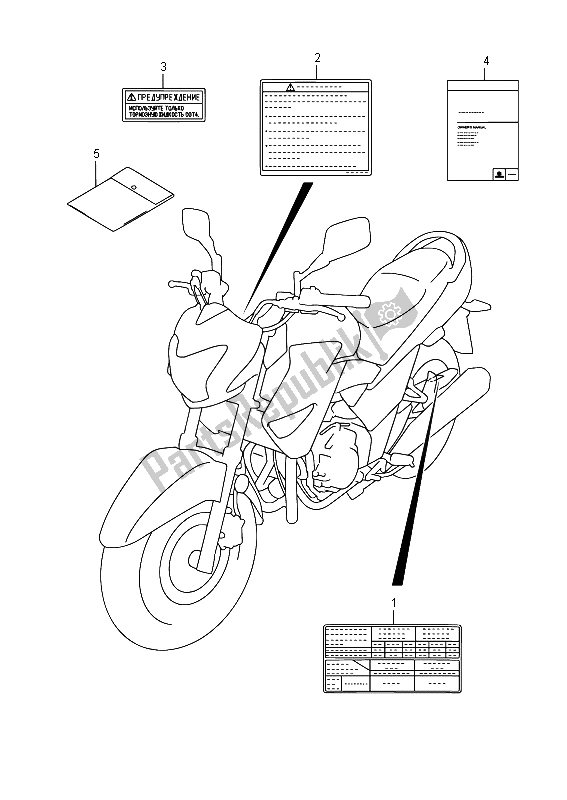 All parts for the Label of the Suzuki GW 250 Inazuma 2015