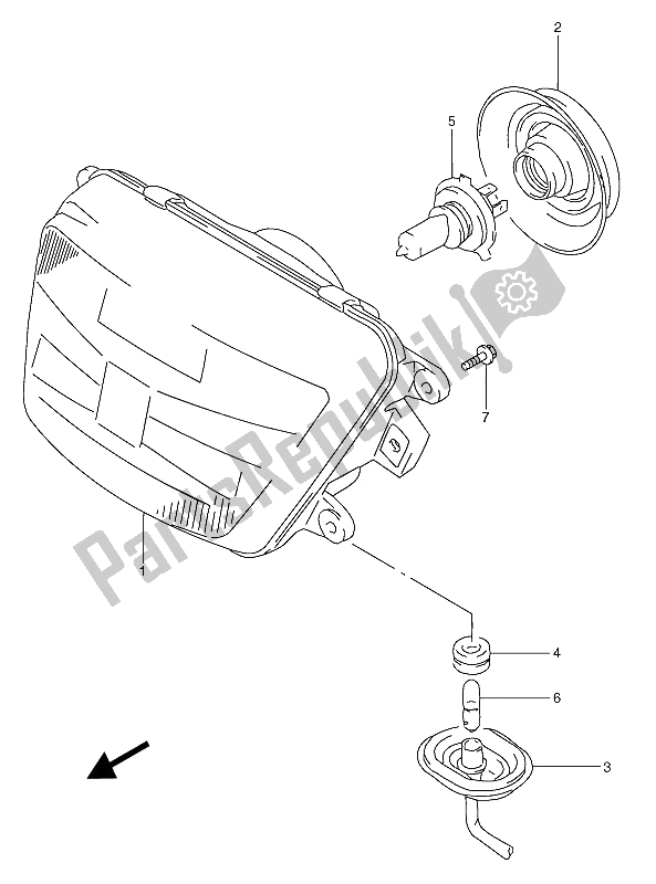All parts for the Headlamp of the Suzuki RGV 250 1993