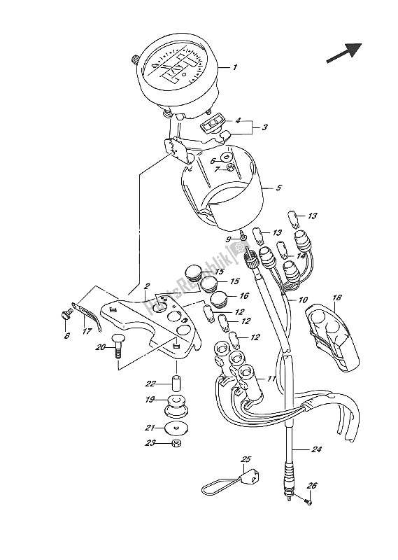 Alle onderdelen voor de Snelheidsmeter (e19) van de Suzuki RV 200 2016
