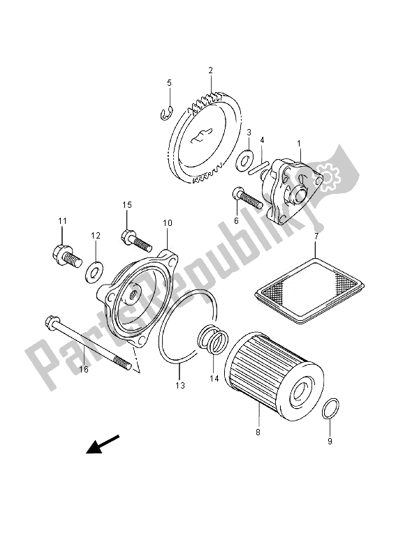 All parts for the Oil Pump of the Suzuki LT F 250 Ozark 2014