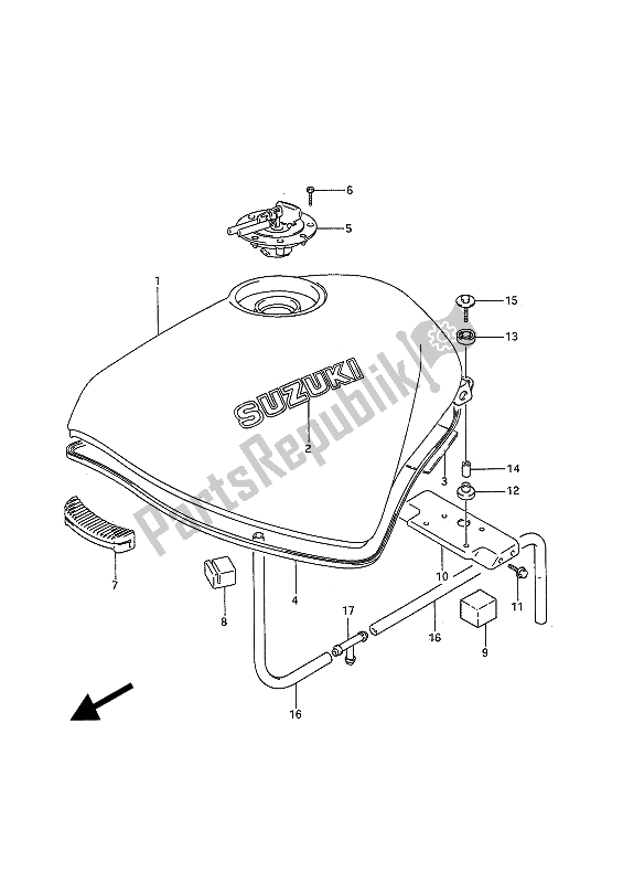 All parts for the Fuel Tank (e30) of the Suzuki GSF 400 Bandit 1991