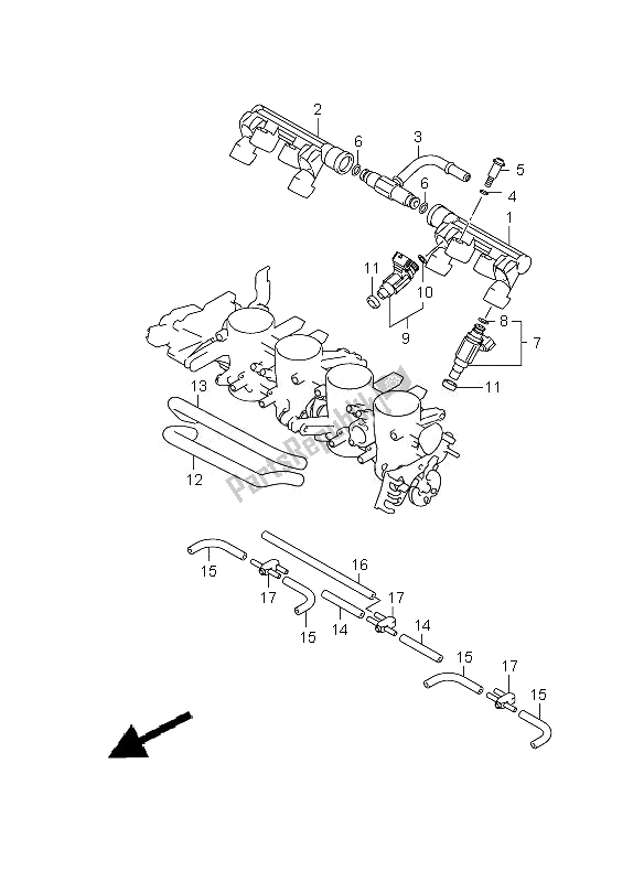 Tutte le parti per il Tubo Flessibile Del Corpo Farfallato E Giunto del Suzuki GSX R 600 2010