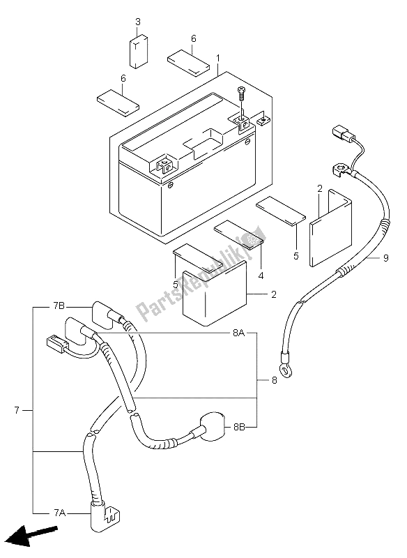 All parts for the Battery (dr-z400e) of the Suzuki DR Z 400E 2003