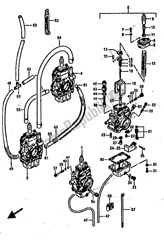 Toutes les pièces pour le Carburateur du Suzuki RG 500 Gamma 1986