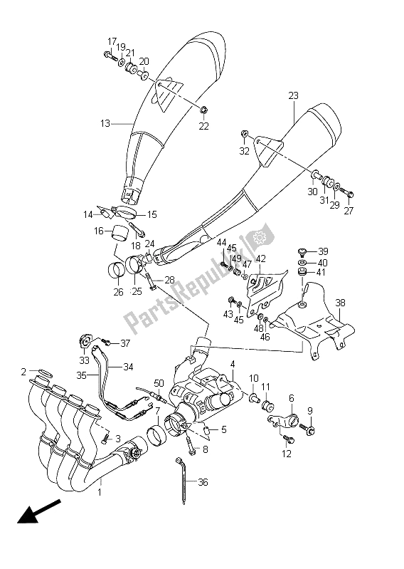 All parts for the Muffler (gsx-r1000 E51) of the Suzuki GSX R 1000 2011