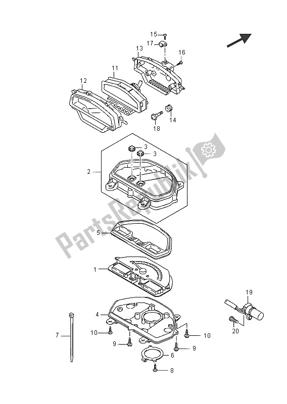 Tutte le parti per il Tachimetro (vzr1800uf E19) del Suzuki VZR 1800 BZ M Intruder 2016