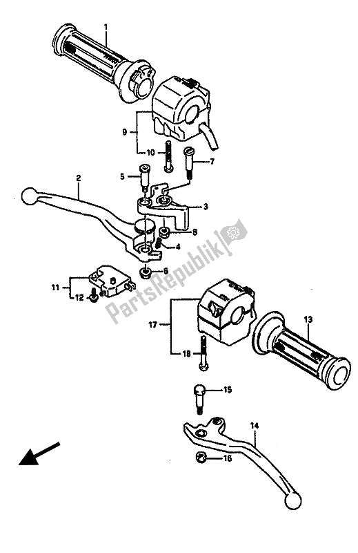 All parts for the Handle Switch of the Suzuki GSX R 1100 1990