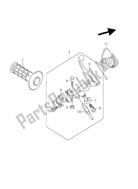 All parts for the Left Handle Lever (dr-z400e E1-p37) of the Suzuki DR Z 400E 2000