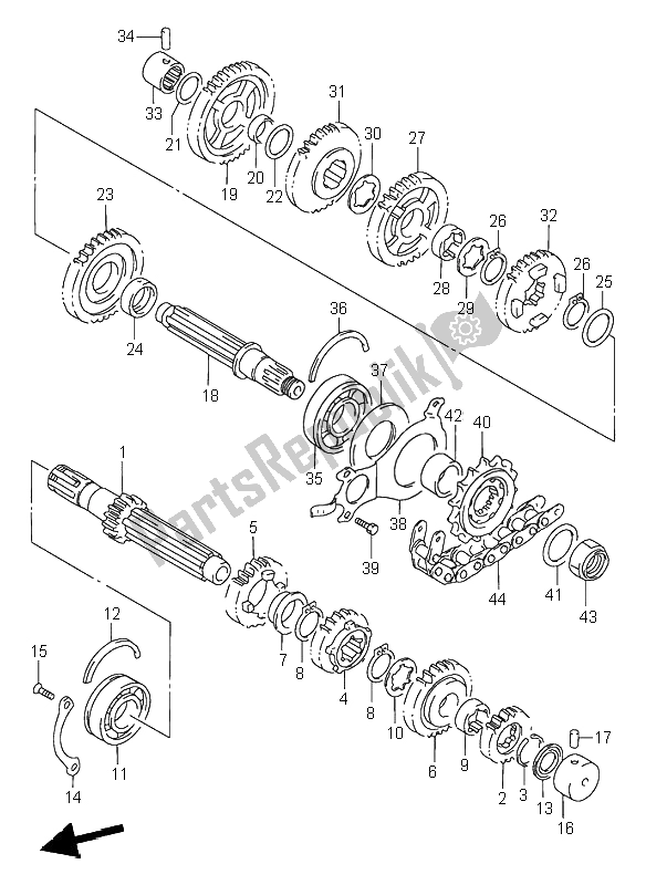 Alle onderdelen voor de Overdragen van de Suzuki RF 900R 1995