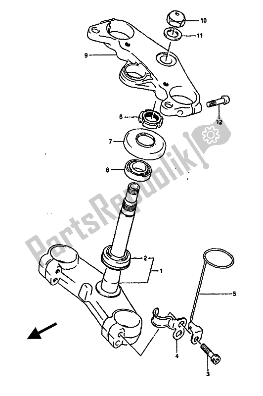 All parts for the Steering Stem of the Suzuki GSX R 1100 1990