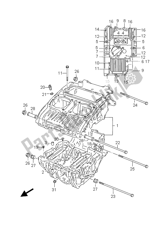 All parts for the Crankcase of the Suzuki GS 500 EF 2005