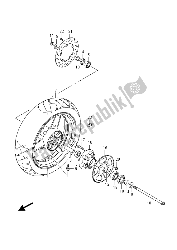 Tutte le parti per il Ruota Posteriore del Suzuki GW 250F Inazuma 2015