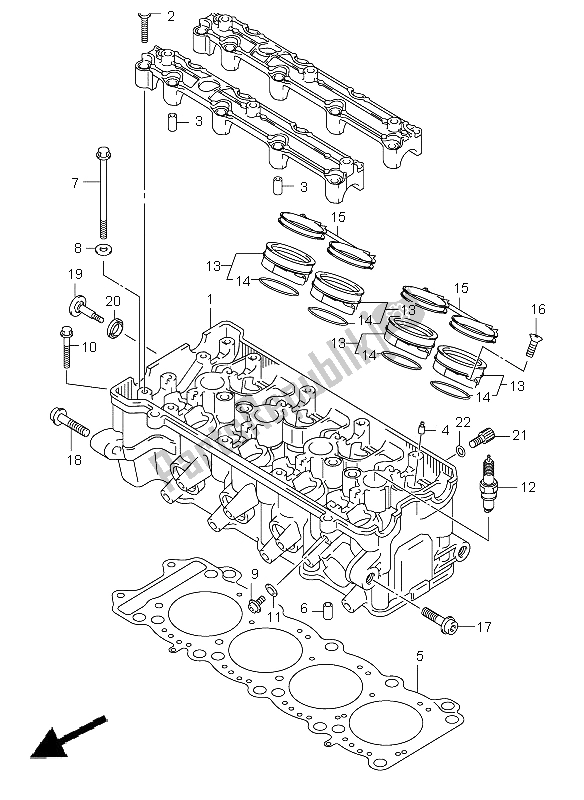 Alle onderdelen voor de Cilinderkop van de Suzuki GSX R 600 2001