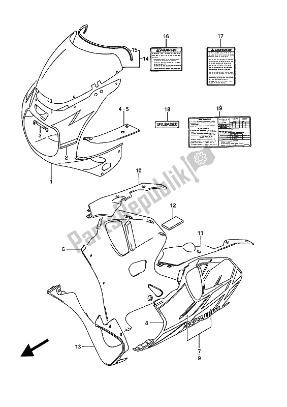 Tutte le parti per il Corpo Della Calandra (m18-l97) del Suzuki GSX R 750W 1992