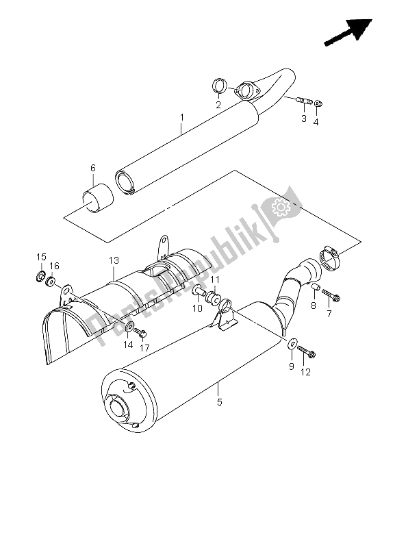 All parts for the Muffler of the Suzuki LT A 500 XPZ Kingquad AXI 4X4 2009