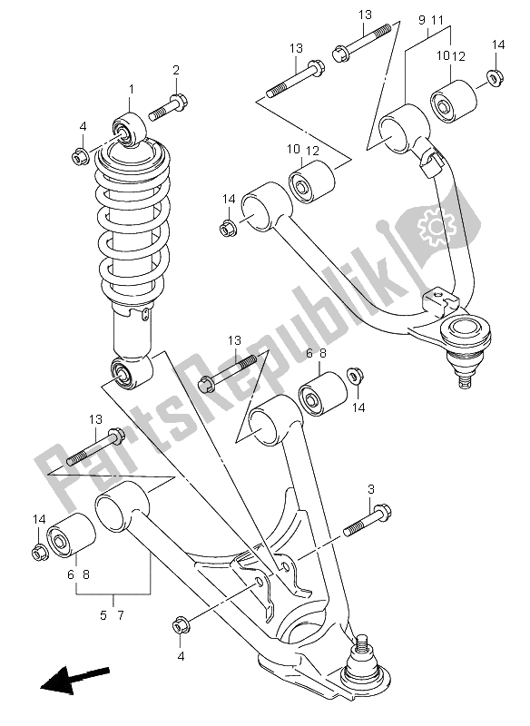 All parts for the Suspension Arm of the Suzuki LT Z 250 Quadsport 2008