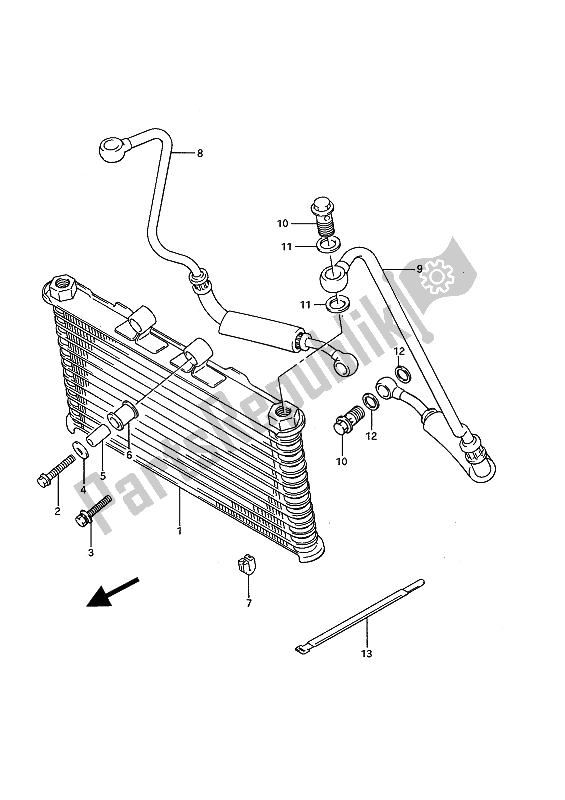 Tutte le parti per il Radiatore Dell'olio del Suzuki GSX 1100F 1992