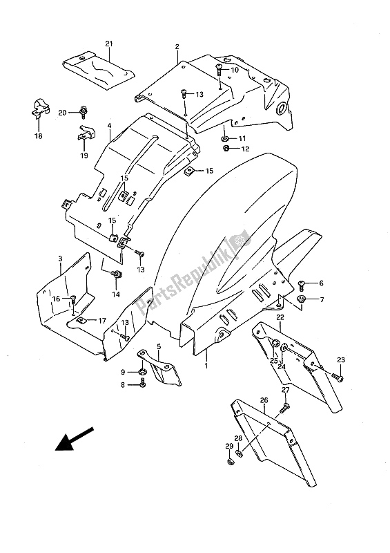 Toutes les pièces pour le Garde-boue Arrière du Suzuki GSX R 750 1991