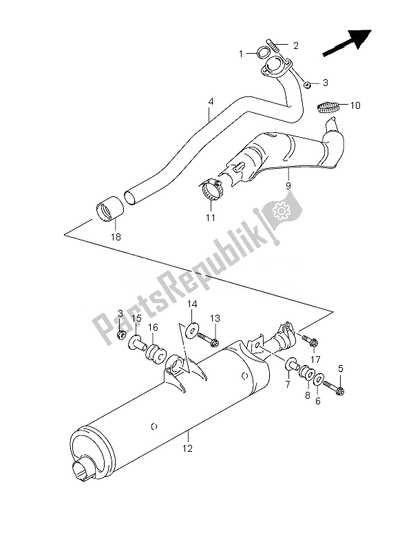 All parts for the Muffler of the Suzuki LT F 250 Ozark 2010