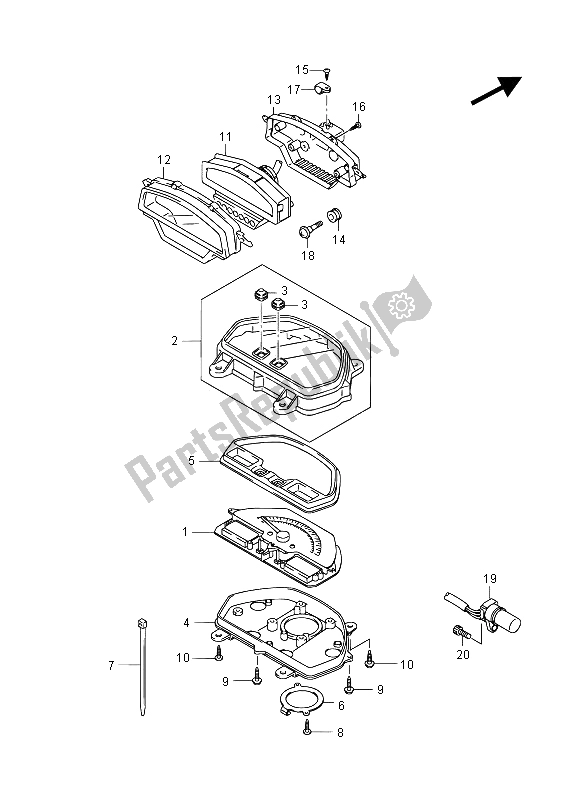 Tutte le parti per il Tachimetro (vzr1800 E19) del Suzuki VZR 1800 NZR M Intruder 2012