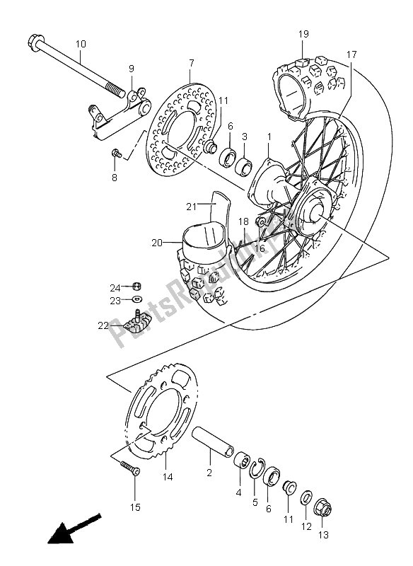 All parts for the Rear Wheel (sw) of the Suzuki RM 85 SW LW 2006