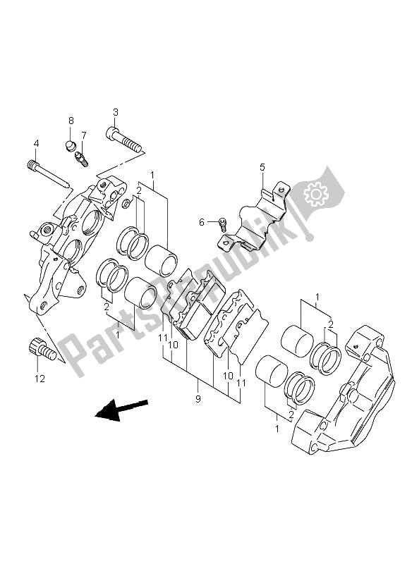 All parts for the Rear Caliper of the Suzuki VL 1500 Intruder LC 2004