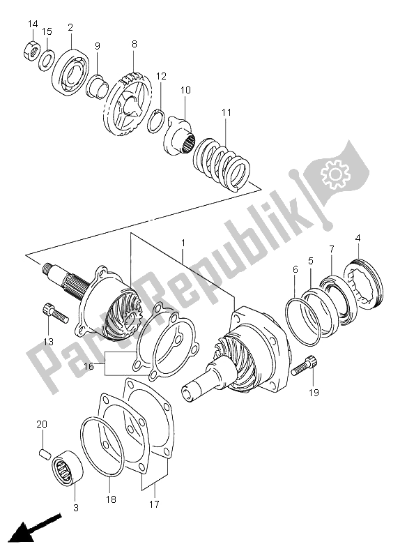 All parts for the Secondary Drive Gear of the Suzuki VL 800Z Volusia 2003