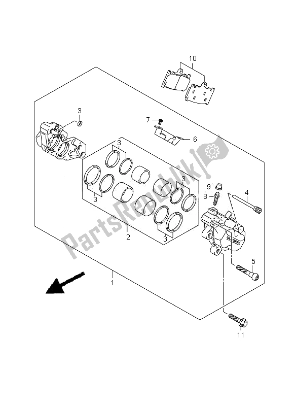 All parts for the Front Caliper of the Suzuki GSX 650 FA 2010