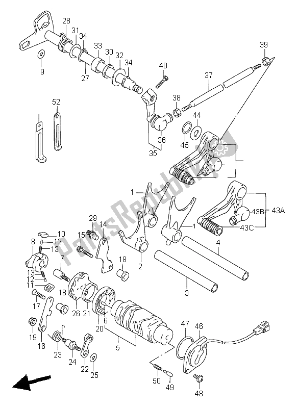 All parts for the Gear Shifting of the Suzuki RF 600R 1997