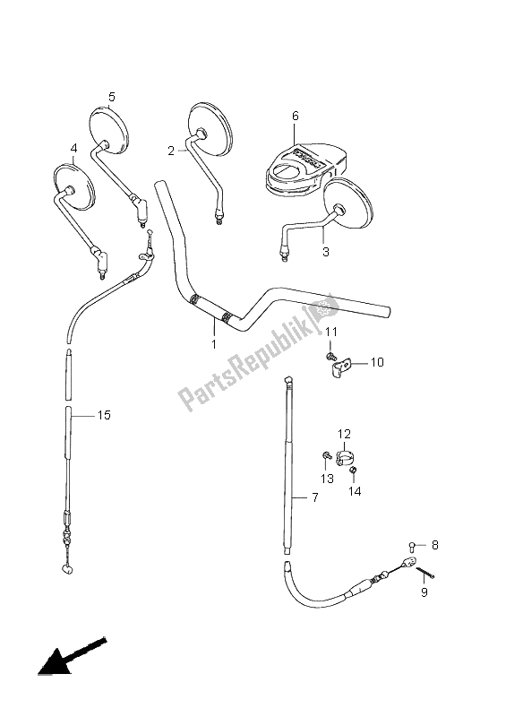 All parts for the Handlebar & Front Cable of the Suzuki GN 125E 1998