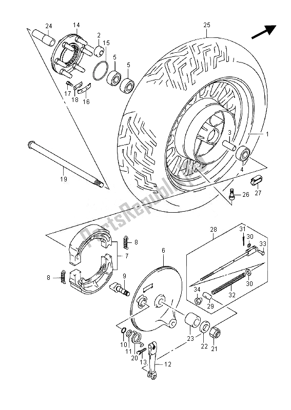 All parts for the Rear Wheel (vl800c E02) of the Suzuki VL 800 CT Intruder 2014