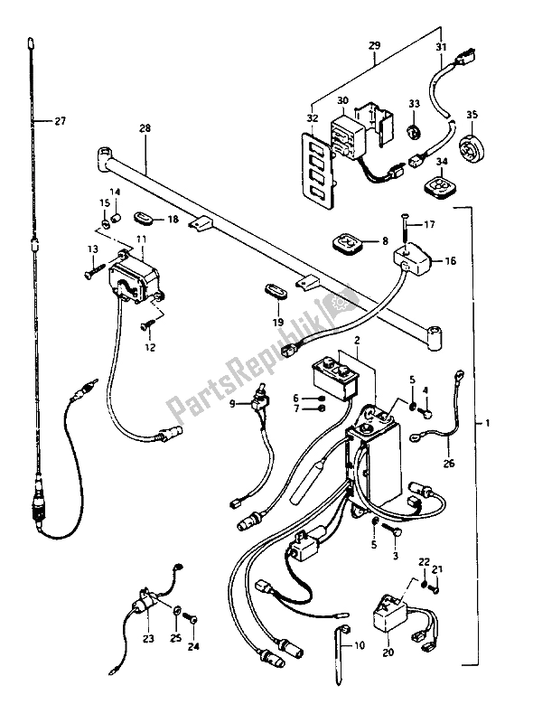 Tutte le parti per il Kit Radio Cb del Suzuki GV 1400 GD 1988