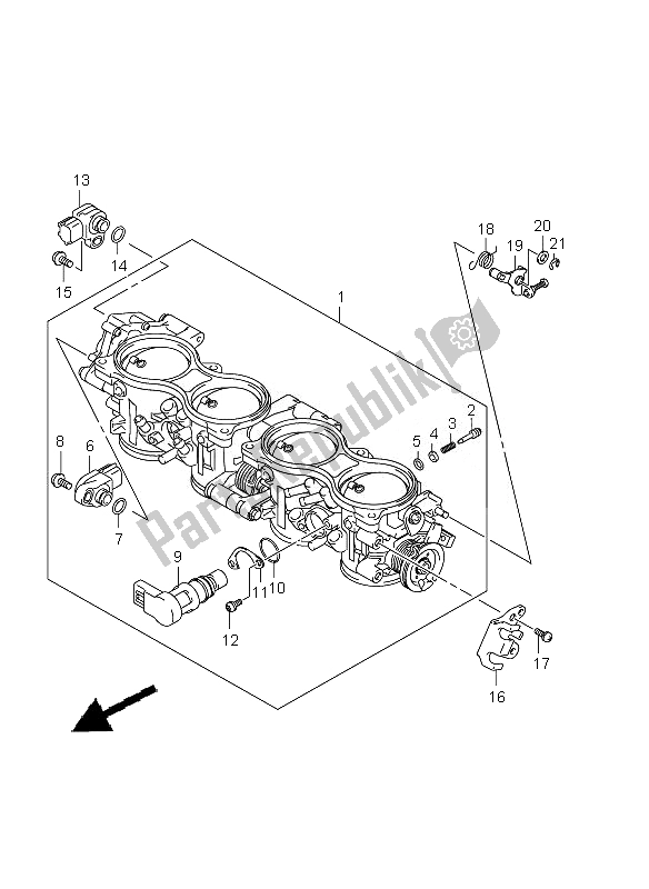 All parts for the Throttle Body of the Suzuki GSX R 1000Z 2010