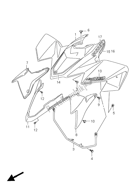 All parts for the Front Fender (lt-r450) of the Suzuki LT R 450 Quadracer Limited 2008