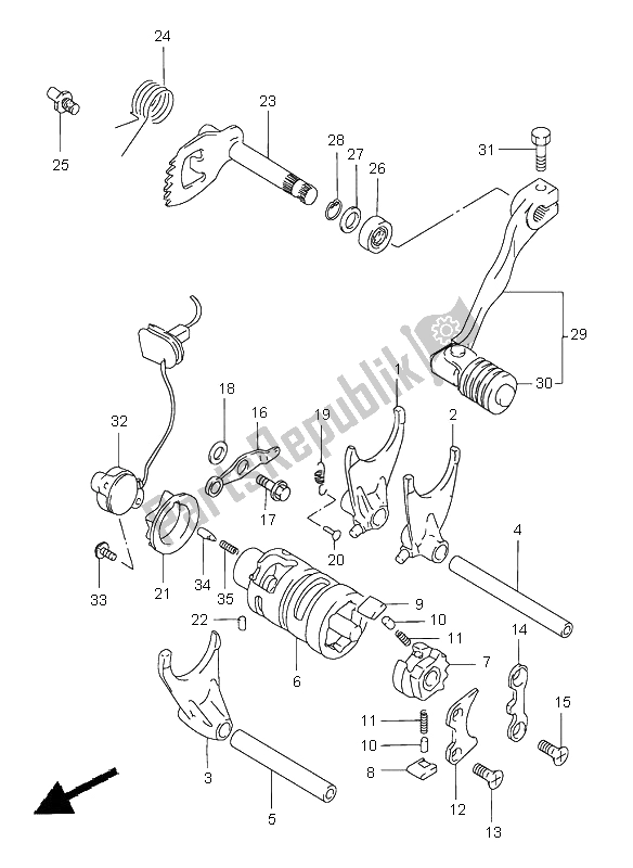 Toutes les pièces pour le Changement De Vitesse du Suzuki XF 650 Freewind 2001