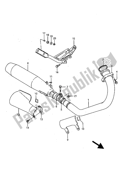 All parts for the Muffler of the Suzuki LS 650P Savage 1990