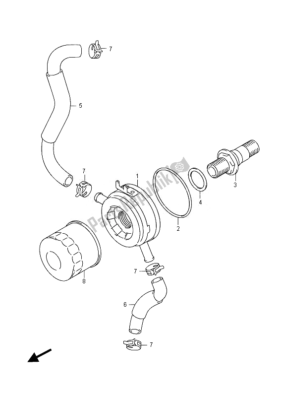 Alle onderdelen voor de Olie Koeler van de Suzuki GSX 1250 FA 2014