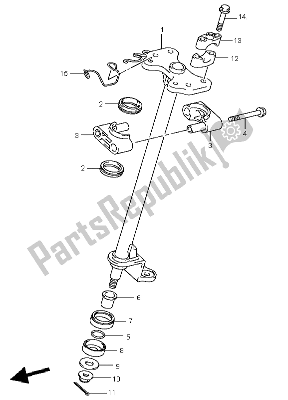 All parts for the Steering Shaft of the Suzuki LT A 400 Eiger 4X2 2003