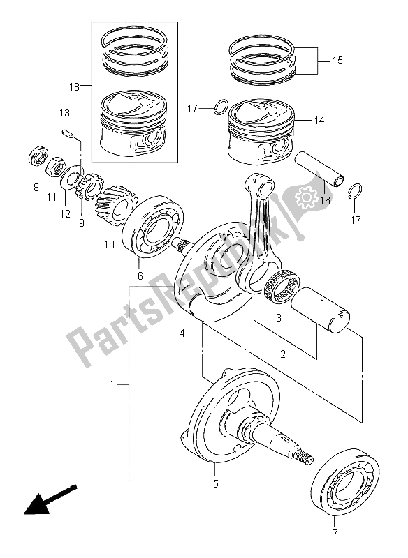 Tutte le parti per il Albero A Gomiti del Suzuki DR 125 SE 2001