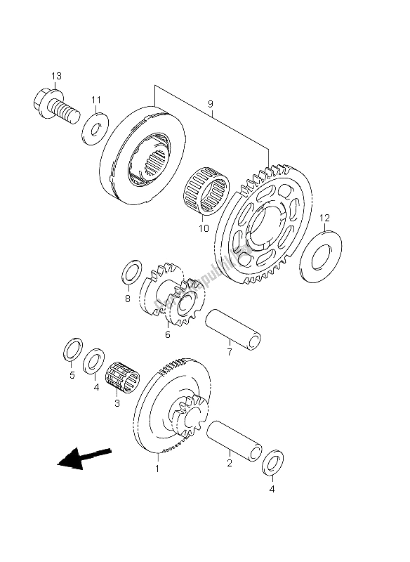 All parts for the Starter Clutch of the Suzuki GSX R 1000 2001