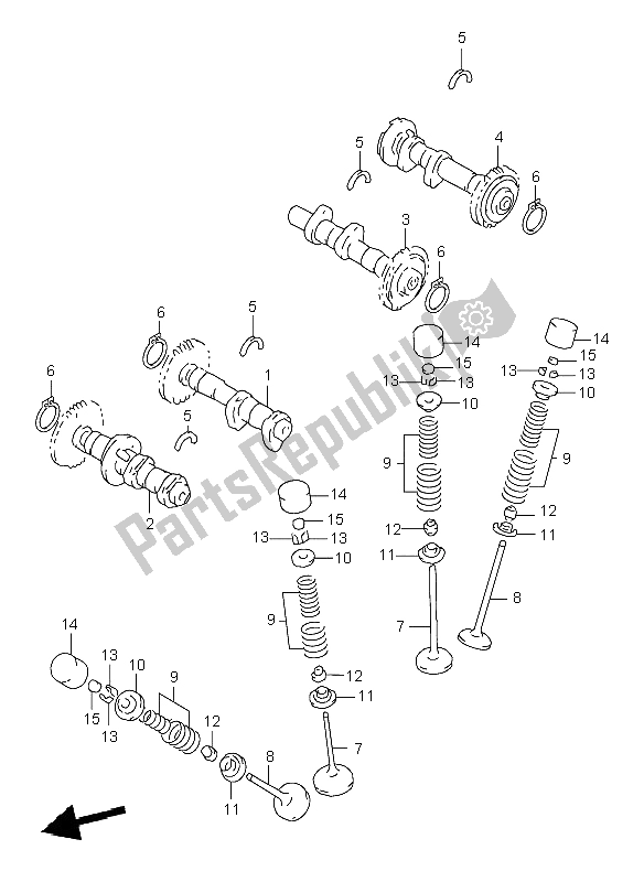 All parts for the Cam Shaft & Valve of the Suzuki TL 1000R 1998