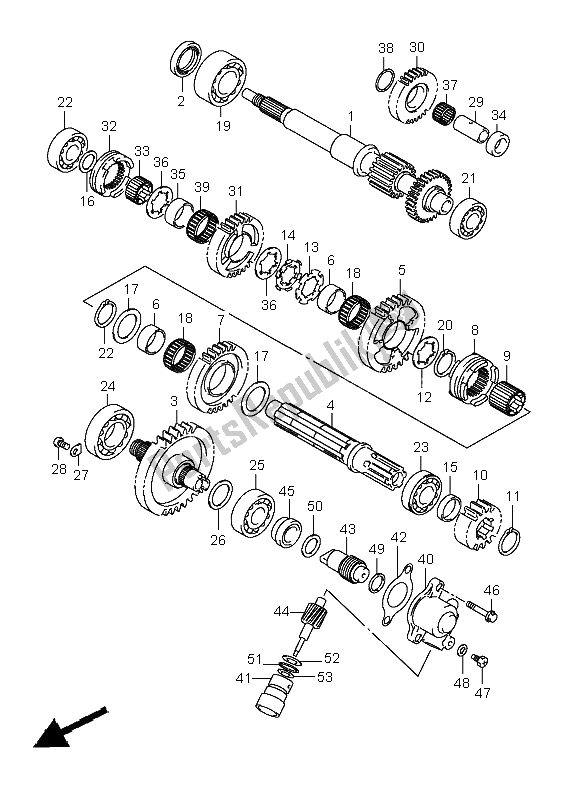 All parts for the Transmission (2) of the Suzuki LT A 400F Kingquad 4X4 2009